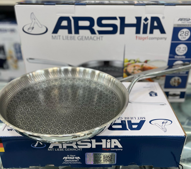 تابه تک دسته استیل کف لیزری سایز ۲۸ عرشیا ARSHIA مدل ۳۱۶۶