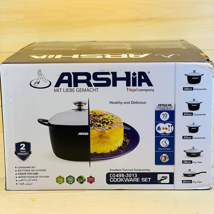 سرویس قابلمه 10پارچه گرانیت عرشیا ARSHIA رنگ طوسی کد 3014