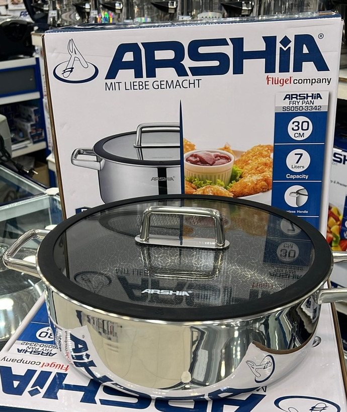 تابه دو دسته استیل کف لیزری سایز 30عرشیا ARSHIA مدل SS050-3342