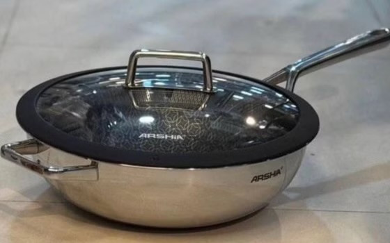 تابه ووک تک دسته استیل کف لیزری سایز 26 عرشیا ARSHIA مدل ss050-3167