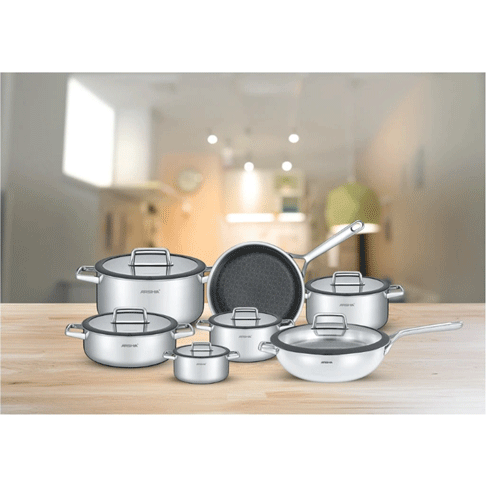 سرویس قابلمه ۱۳ پارچه استیل کف لیزری عرشیا ARSHIA مدلSS050- 3343