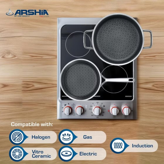 سرویس قابلمه 9 پارچه استیل کف لیزری عرشیا ARSHIA مدل SS050-3543
