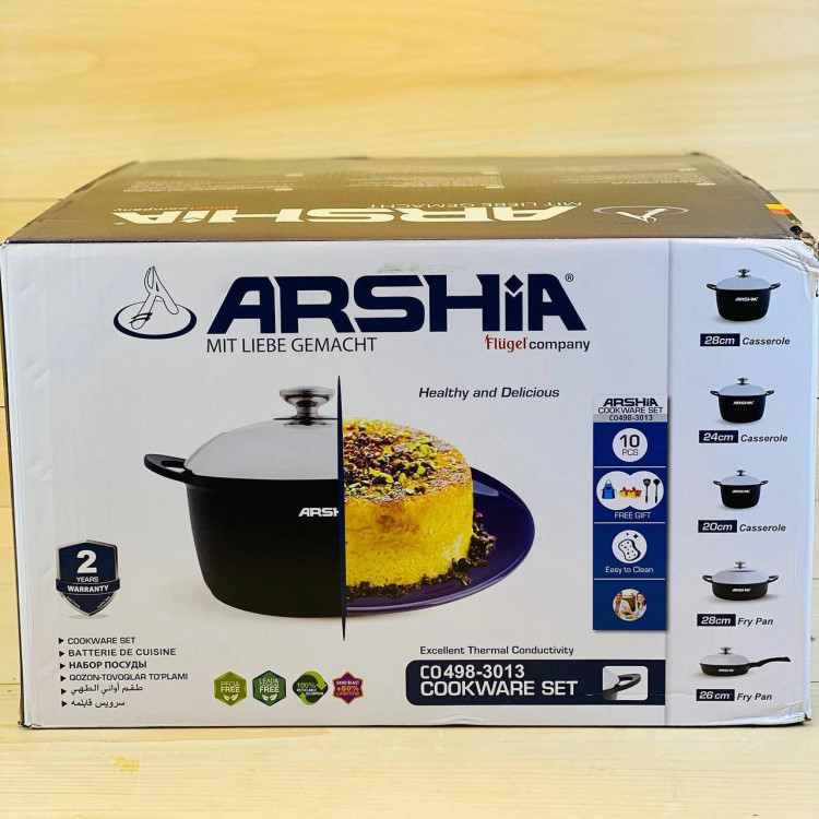 سرویس قابلمه 10پارچه گرانیت عرشیا ARSHIA رنگ مشکی مدل 3013