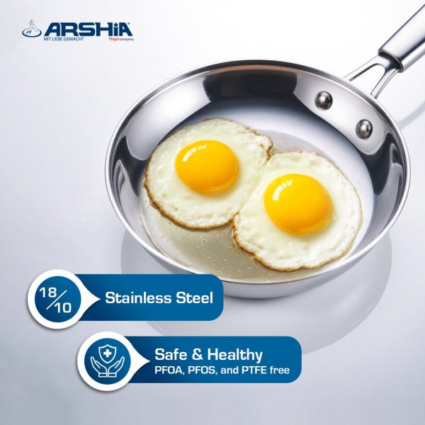 ماهی تابه استیل تک دسته سایز 24 عرشیا Arshia مدل SS160 - 3565