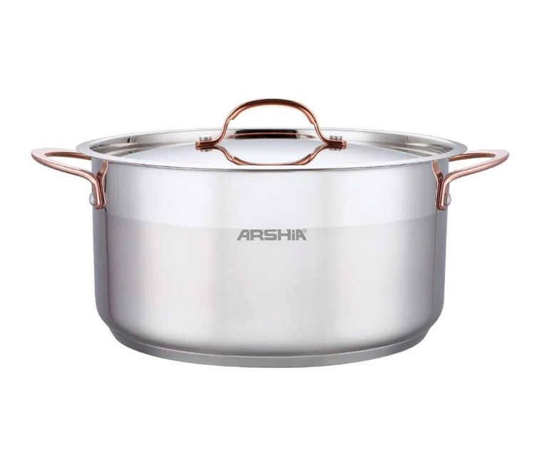 سرویس قابلمه 9پارچه استیل دسته رزگلد عرشیا ARSHIA مدل SS064 - 3175