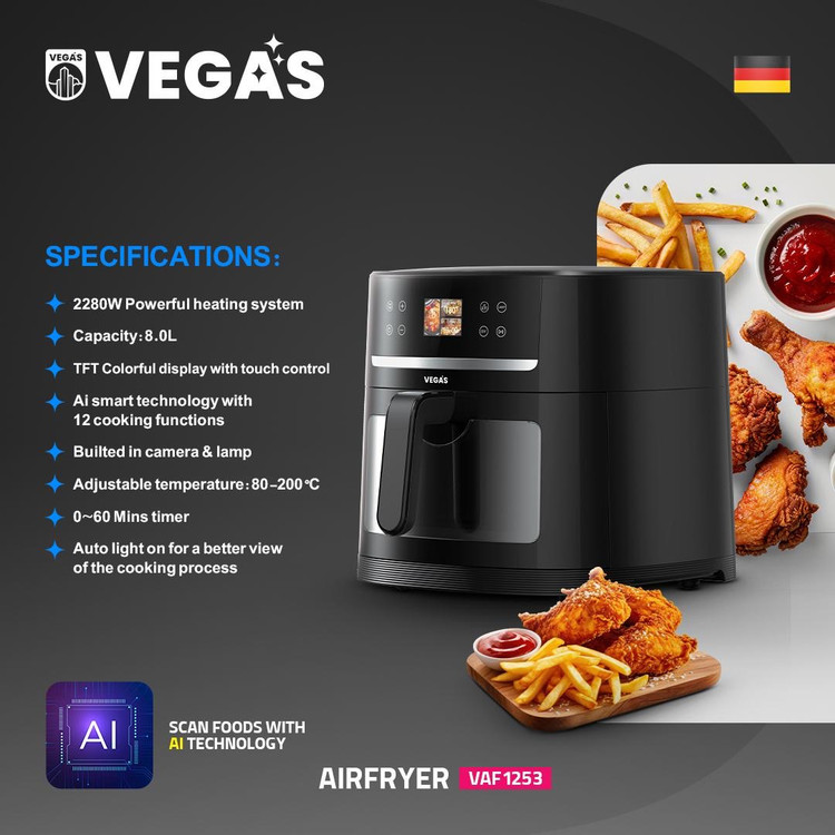 سرخکن 8 لیتری وگاس VEGAS مدل VAF-1253