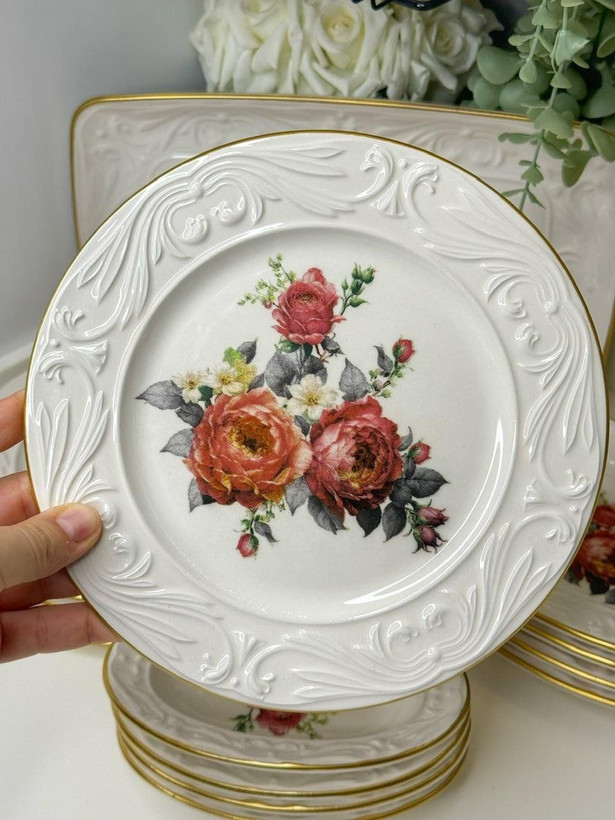 سرویس عصرانه خوری گل برجسته 15 پارچه برند GÖNÜL