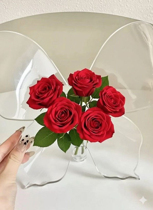 گلدان آکرولیک رومیزی طرح پروانه
