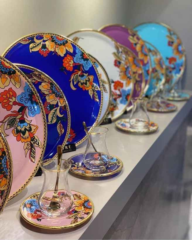 ست عصرانه خوری 6 رنگ طرح Lorena Asorti ( لورنا آسورتی ) برند Glore Glass