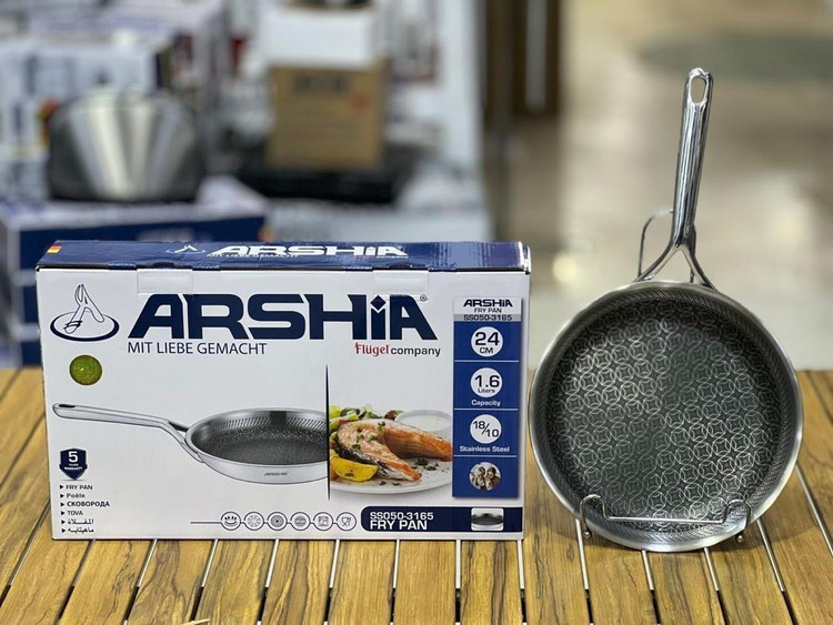 تابه تک دسته استیل کف لیزری سایز ۲۴ عرشیا ARSHIA مدل 3165