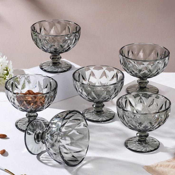 بستنی خوری ترک کریستالی رنگی ۴ عددی