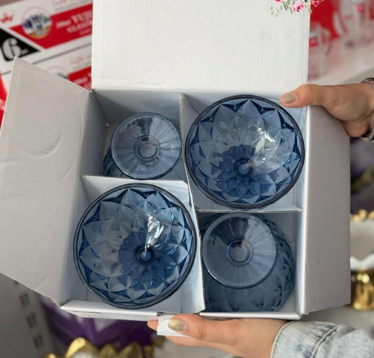 بستنی خوری ترک کریستالی رنگی ۴ عددی