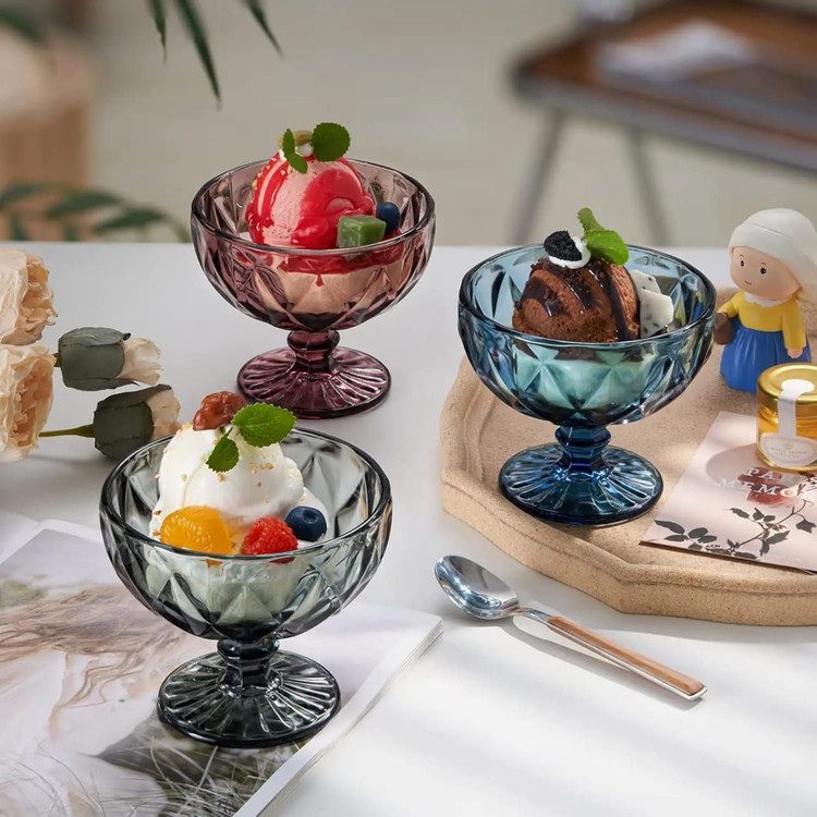 بستنی خوری ترک کریستالی رنگی ۴ عددی