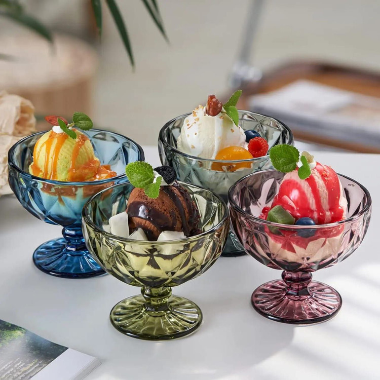 بستنی خوری ترک کریستالی رنگی ۴ عددی