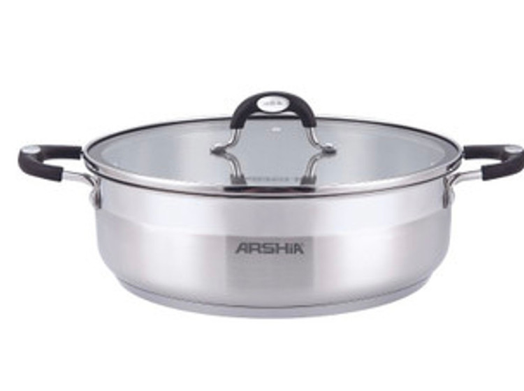 ماهیتابه دو دسته استیل دو درب 32 سانت عرشیا ARSHIA مدل SS478-3089