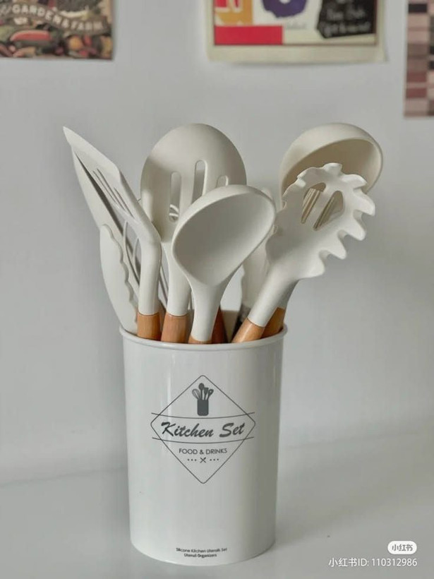 ست کفگیر ملاقه سیلیکونی 12 پارچه برند KITCHEN SIT
