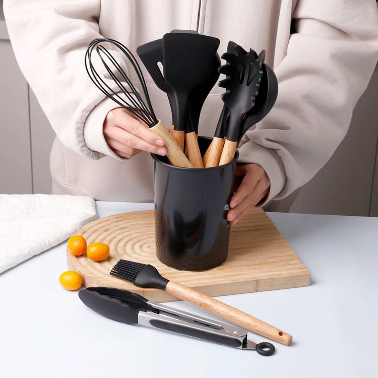 ست کفگیر ملاقه سیلیکونی 12 پارچه برند KITCHEN SIT