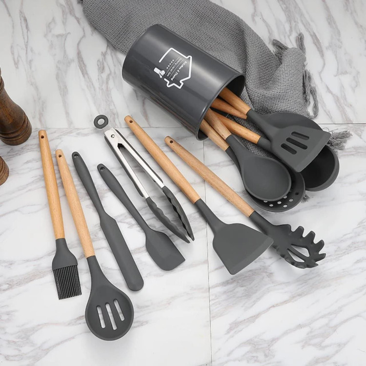 ست کفگیر ملاقه سیلیکونی 12 پارچه برند KITCHEN SIT