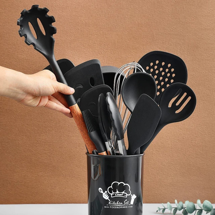 ست کفگیر ملاقه سیلیکونی 12 پارچه برند KITCHEN SIT