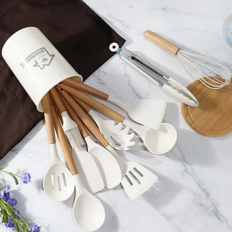 ست کفگیر ملاقه سیلیکونی 12 پارچه برند KITCHEN SIT
