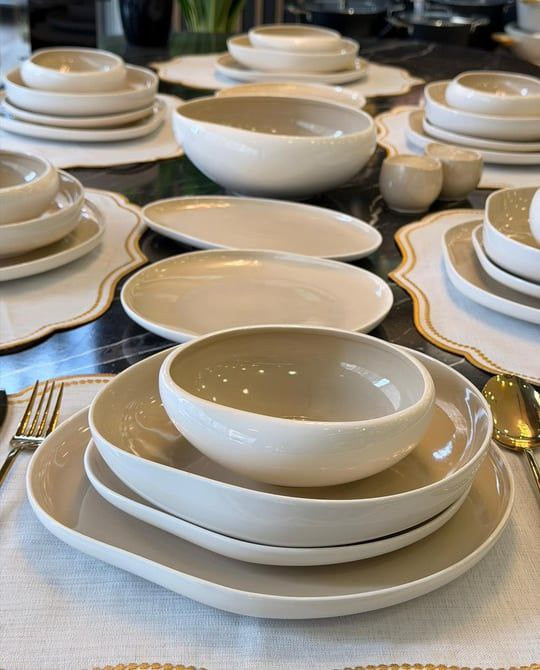 سرویس غذا خوری 29 پارچه کرم سنگی کهکشانی برند Açar