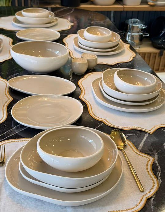 سرویس غذا خوری 29 پارچه کرم سنگی کهکشانی برند Açar