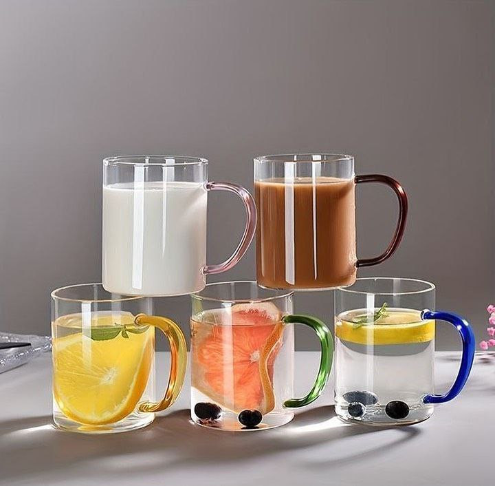 لیوان پیرکس دسته رنگی برند deli