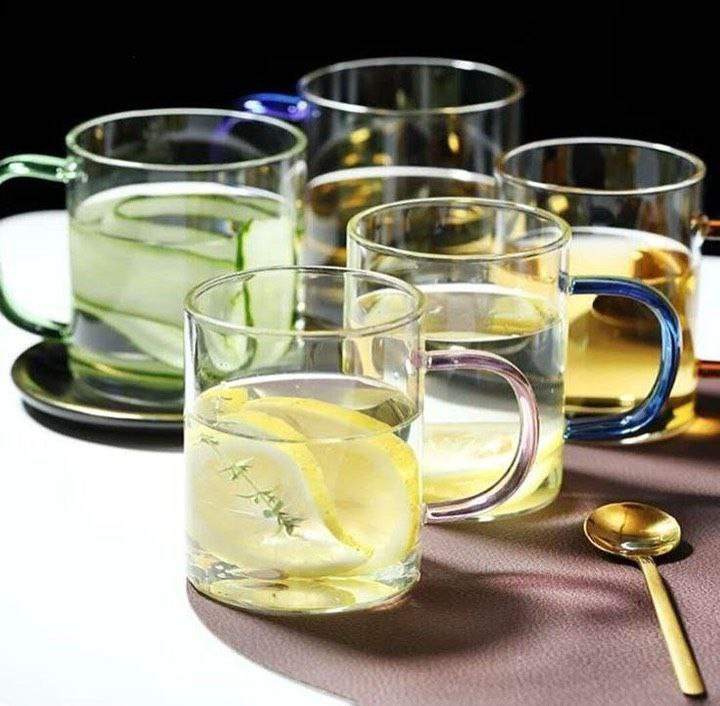 لیوان پیرکس دسته رنگی برند deli