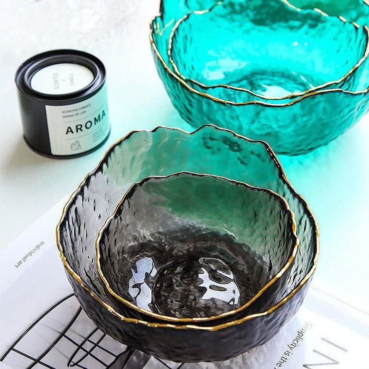 کاسه دفرمه سه تایی لب طلایی در 5 رنگ