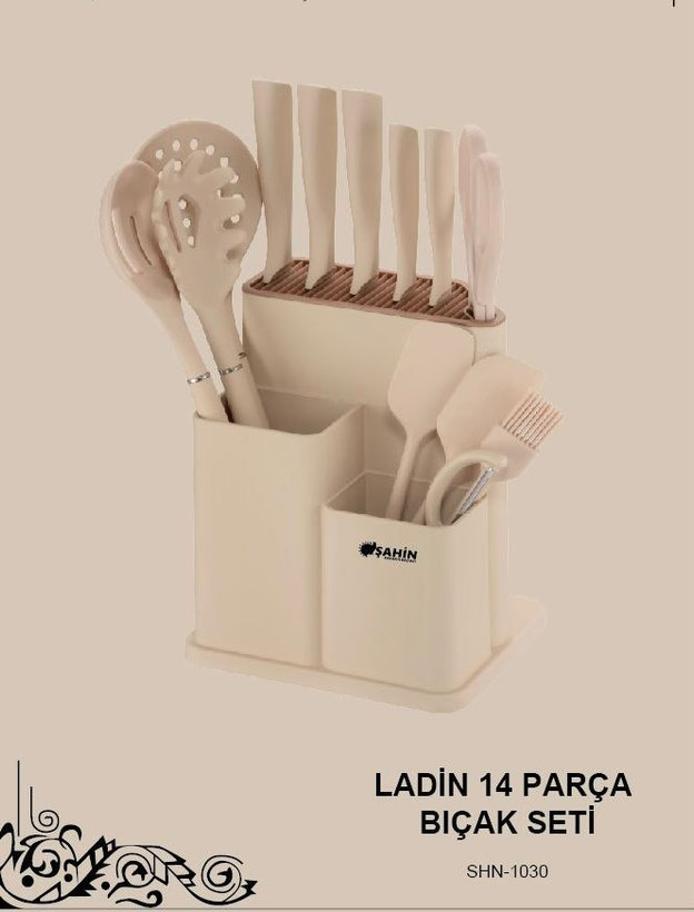 ست ۱۴ پارچه چاقو ، کفگیر ملاقه طرح Ladin برند Şahin