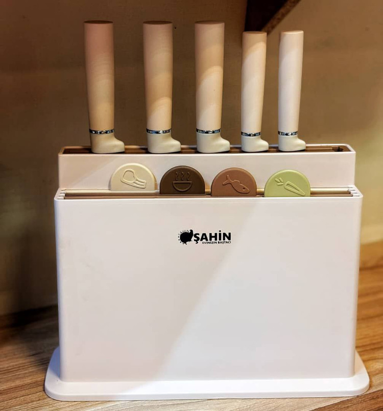 ست ۱۰ پارچه چاقو و تخته گوشت طرح Efruz برند Şahin