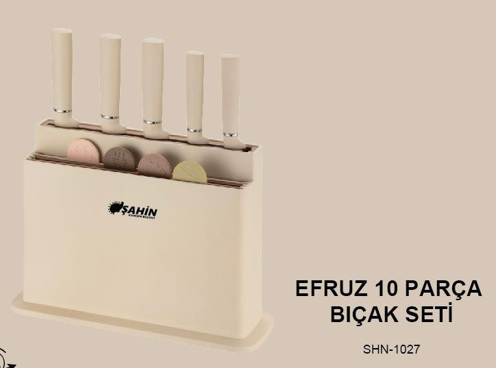 ست ۱۰ پارچه چاقو و تخته گوشت طرح Efruz برند Şahin