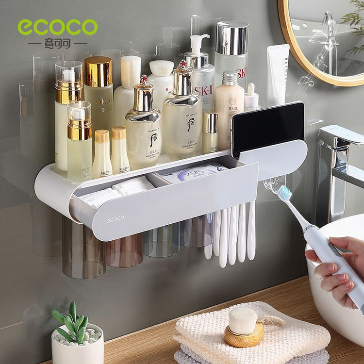 استند مسواک و باکس حمام چهار لیوان مگنتی ecoco