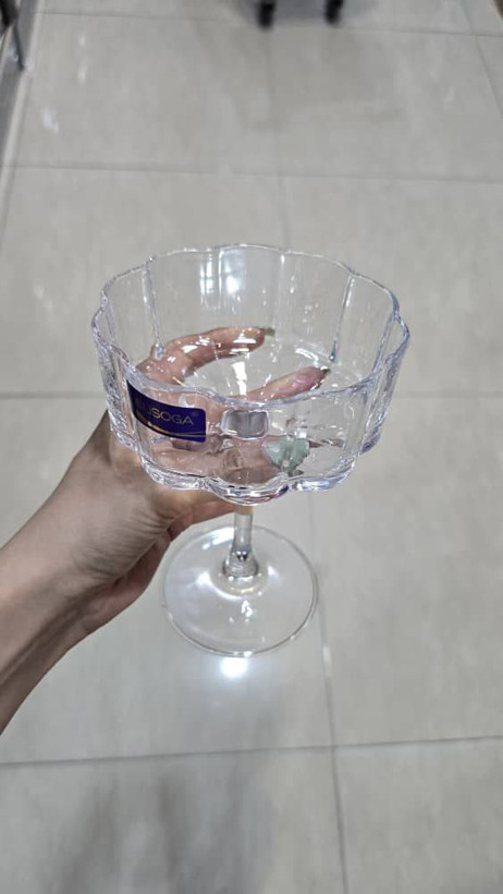 بستنی خوری ، دسر خوری و گیلاس خوری پایه بلند طرح گل برند Deli Glass