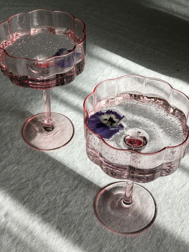 بستنی خوری ، دسر خوری و گیلاس خوری پایه بلند طرح گل برند Deli Glass