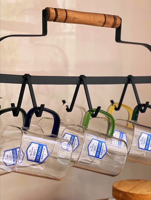 استکان مربعی دسته رنگ 300 سی سی برند DELI GLASS