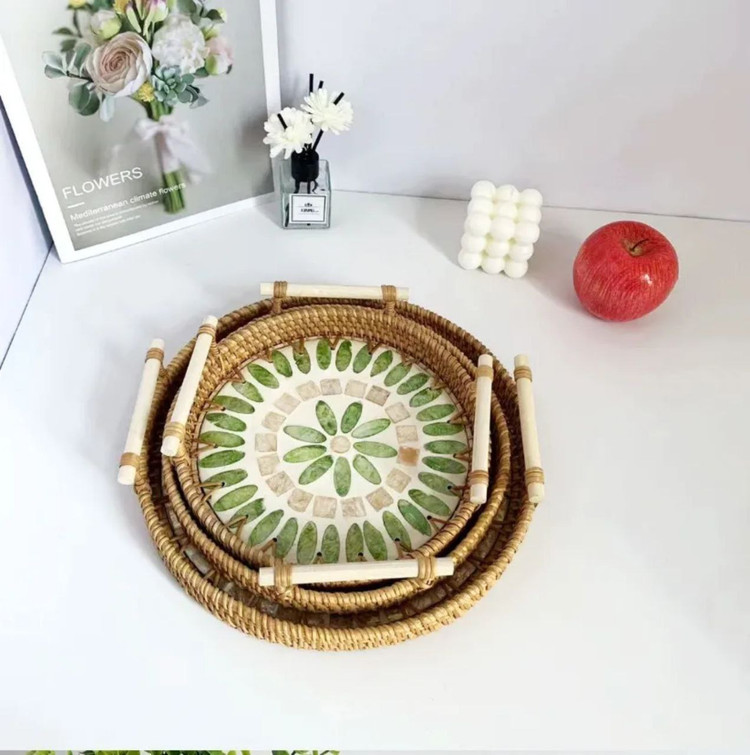 سینی حصیری دسته دار و بدون دسته سایز بزرگ