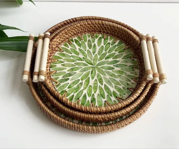 سینی حصیری دسته دار و بدون دسته سایز متوسط