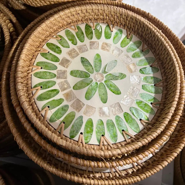 سینی حصیری دسته دار و بدون دسته سایز متوسط