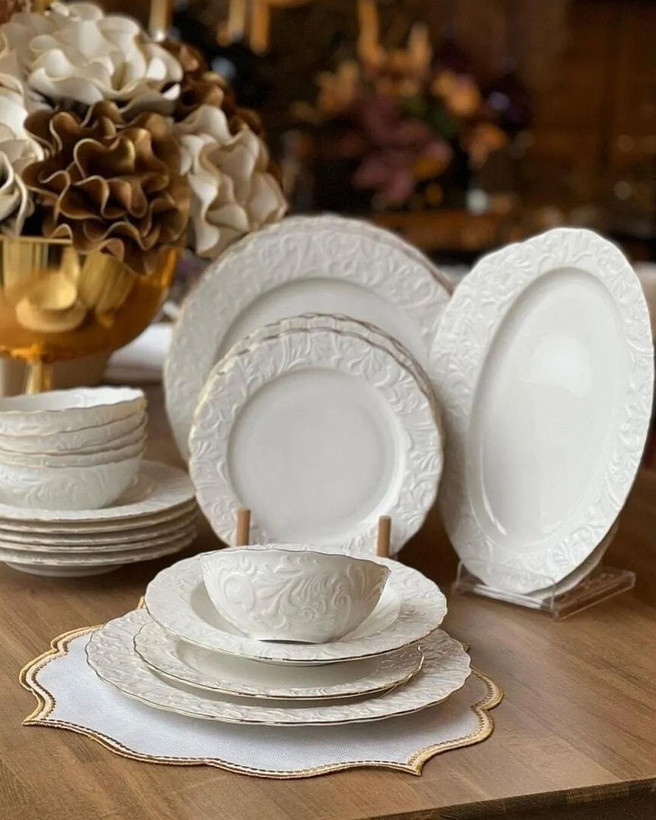 سرویس غذا خوری ۱۲ نفره ۵۵ پارچه گل برجسته ipek