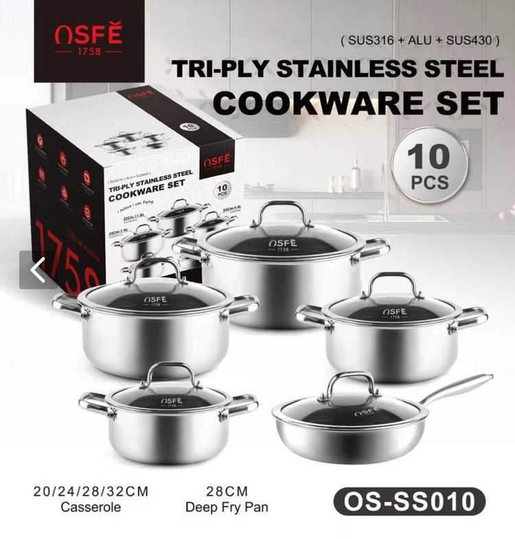 سرویس قابلمه ۱۰ پارچه لیزری برند اوسف OSFE