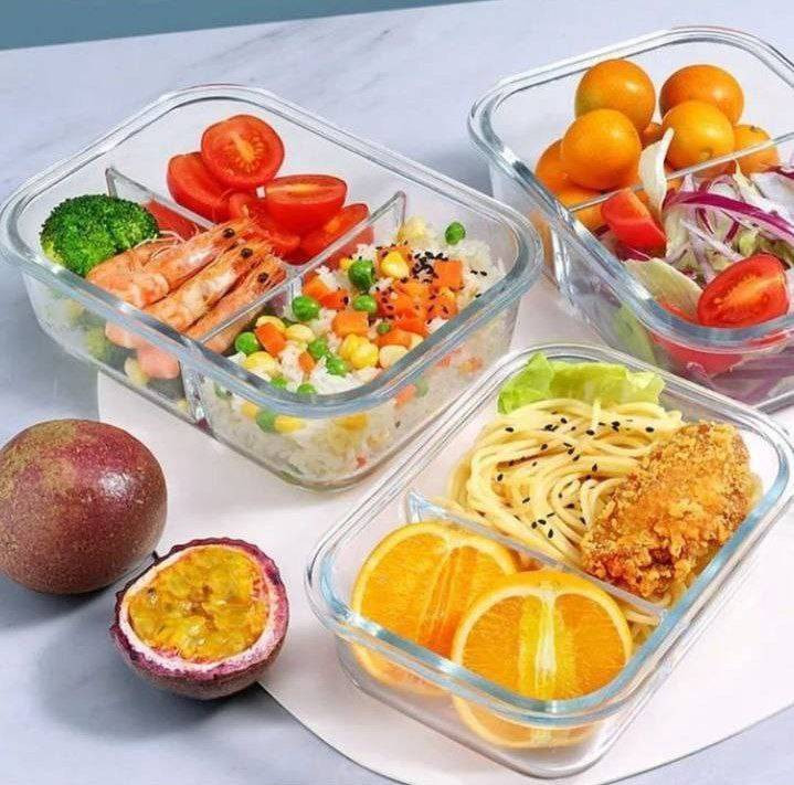 ظرف نگهدارنده دو خانه پیرکس سایز کوچک برند یونیک