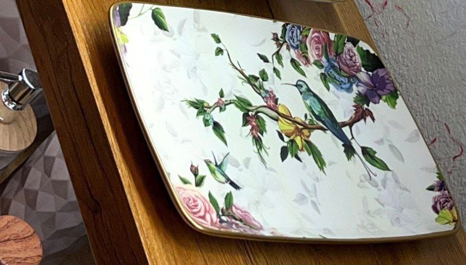 دیس تک بزرگ آبی و گنجشک برند GÖNÜL دو طرح SPRING / FLORES