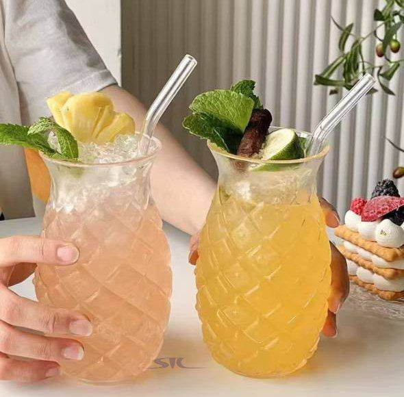 لیوان اسموتی بلور طرح آناناس