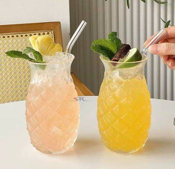لیوان اسموتی بلور طرح آناناس