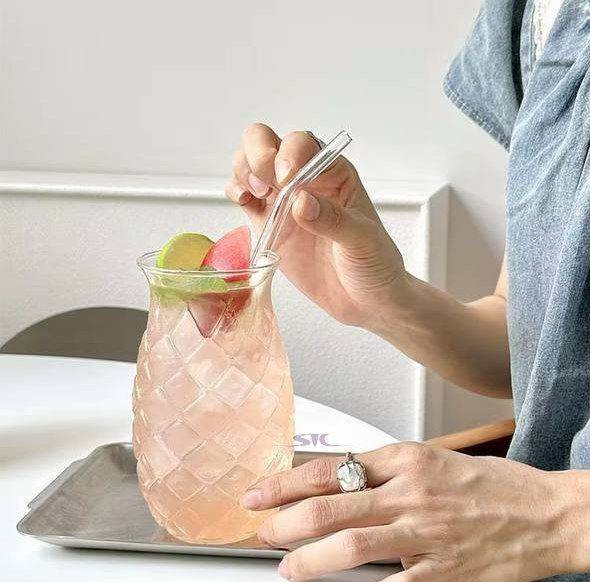 لیوان اسموتی بلور طرح آناناس
