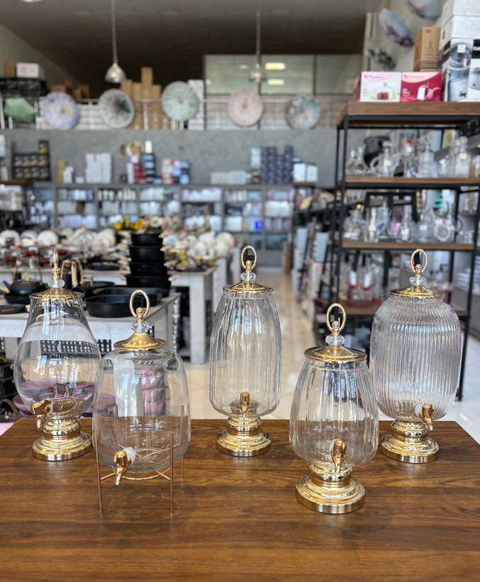 کلمن شیشه ای پایه دار در ۵ سایز برند GLASS WARE