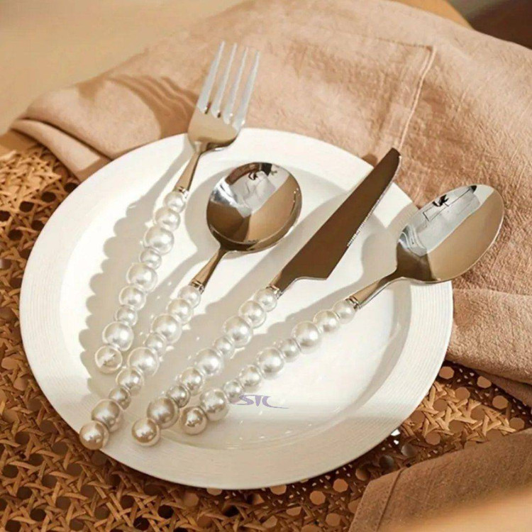ست قاشق و چنگال مرواریدی