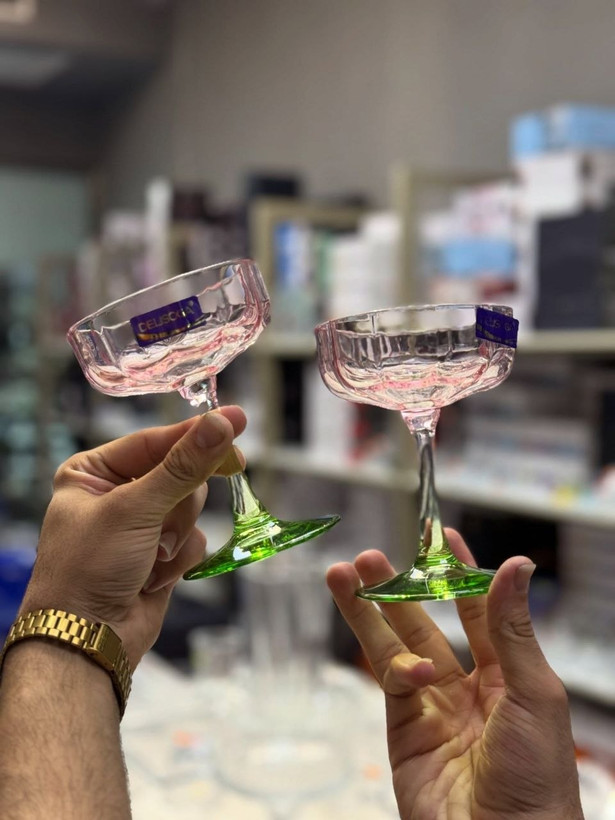 بستنی خوری رنگی طرح گل برند DELI GLASS