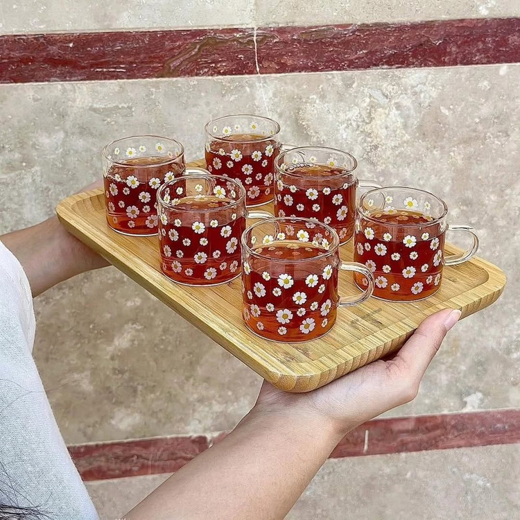 ماگ تک جداره شیشه ای گل بابونه